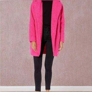 Daily Ritual Teddy Bear Fleece Oversized-Fit
Lapel Jacket hot pink size M